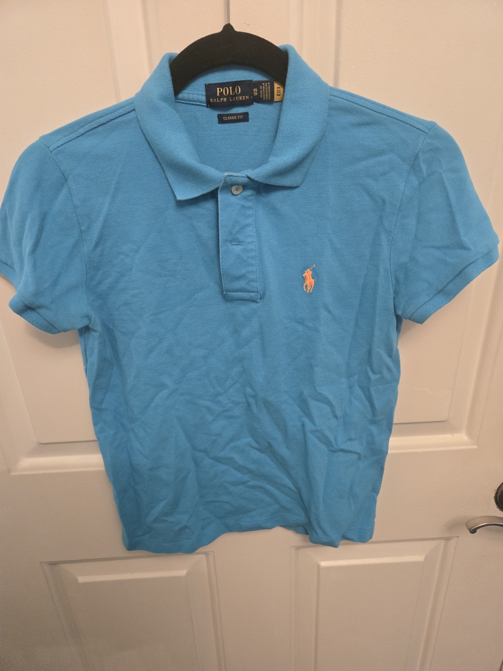 Girl's Polo by Ralph Lauren Bright Turquoise Polo with Orange Pony